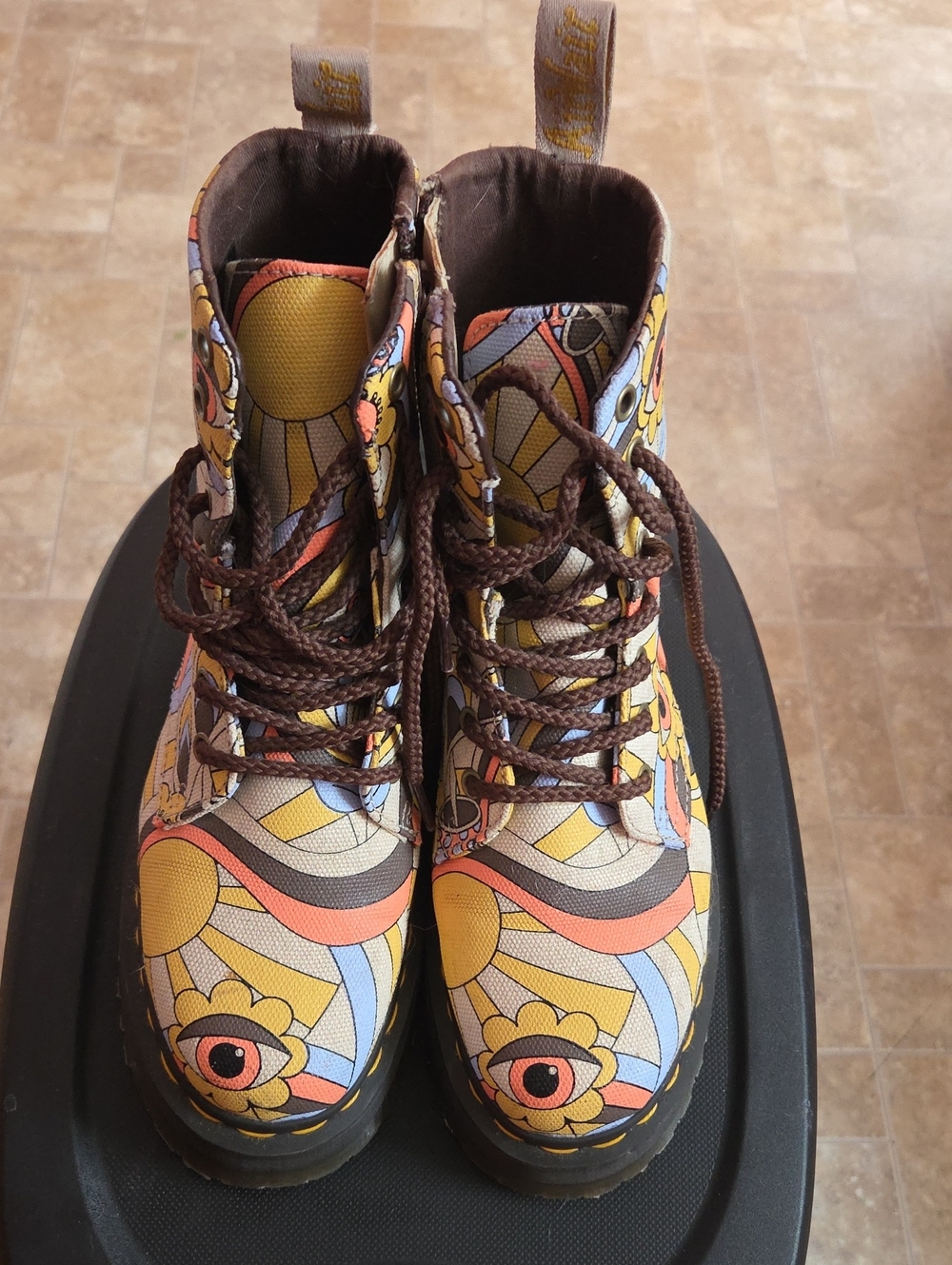 Dr. Martens Multicolor Floral Psychedelic Combat Boots